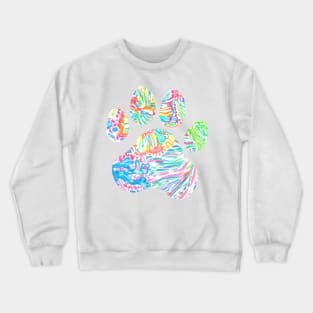 Vibrant Floral Paw Print Crewneck Sweatshirt